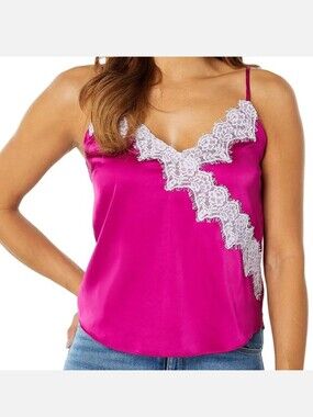 Heartloom Evelynn Pink Satin Lace Trim Cami M Coquette Feminine NWT
